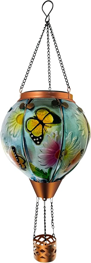 Hot Air Balloon Solar Lantern Waterproof Hanging Light with Flickering Flame for Decorative Garden Patio and Yard Decor-VerdiqueGarden