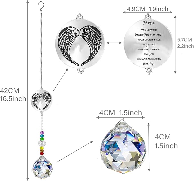 Memorial Gifts Crystal Suncatcher,Unique Sympathy Gifts for Loss of Loved One,Rainbow Maker Bereavement Gifts Box for Loss of Father Mom Dad Son Daughter Husband Brother Grandmother (Mom)-VerdiqueGarden