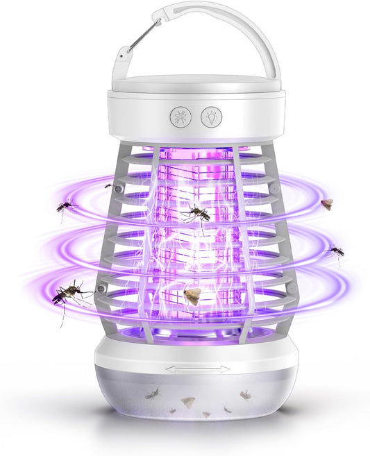 Upgraded Fly Traps,3 in 1 Bug Zapper Outdoor & Indoor, Electric Mosquito Killer Lamp with 2000V Grid & On/Off Switch, Mosquito Traps for Kitchen, Patio, Backyard, and More (White)-VerdiqueGarden