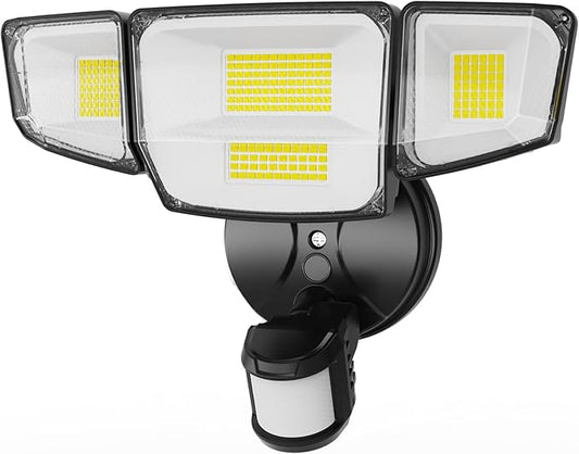 90W 10000LM LED Security Lights Motion Sensor Outdoor Lights, 4 Head Dusk to Dawn, 6500K Daylight Flood Lights Outdoor Motion Sensor, IP65 Waterproof, Motion Light for Outside, Garage, Yard, Porch-VerdiqueGarden
