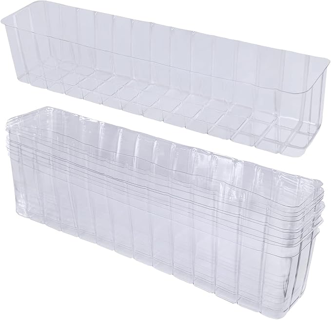 10 Pcs Plastic Planter Liners Clear Rectangular Plastic Liners for Flower Box Planter Window Box Planter 16.2" L x 3" W x 3.5" H for Indoor Outdoor Flower Arrangement Succulent Garden Windowsill Decor-VerdiqueGarden