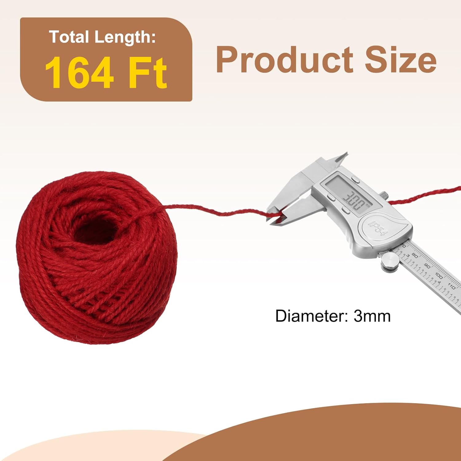 uxcell 164 Feet Natural Jute Twine String,3mm Thin Garden Twine Rope Colored Plant String Cord for DIY Art Crafts Gift Wrapping Decoration Packing Gardening Plant Hanger,Red-VerdiqueGarden