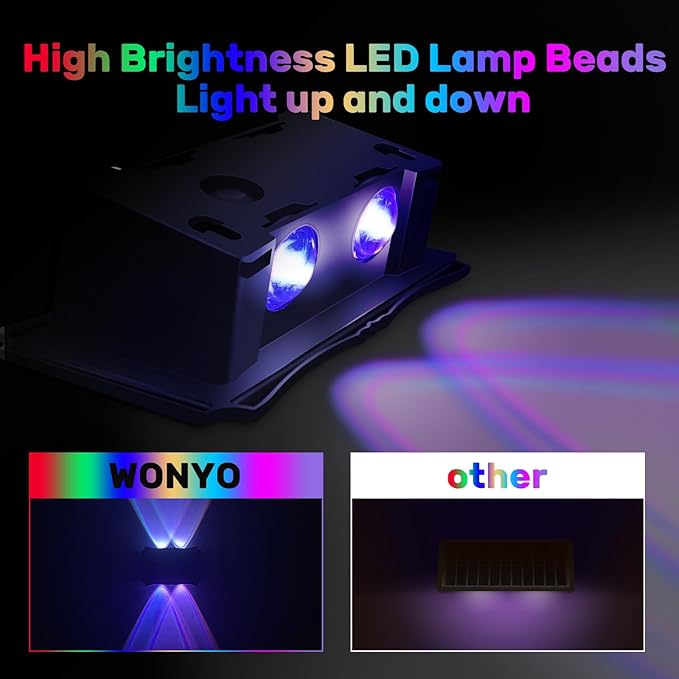 4LED Multi-Color Solar Wall Lights, Up and Down Lighting Solar Outdoor Light Waterproof IP65, Solar Fence Light for Yard Garden Garage Walkway Porch Christmas Decorations (4 Pack)-VerdiqueGarden