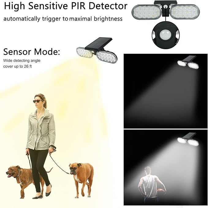 Luwint Solar Motion Lights Outdoor, Waterproof Solar Powered Flood & Security Lights for Outside, 2 Heads Swivel 360 Angle Solar Lights with Ground Stake-VerdiqueGarden