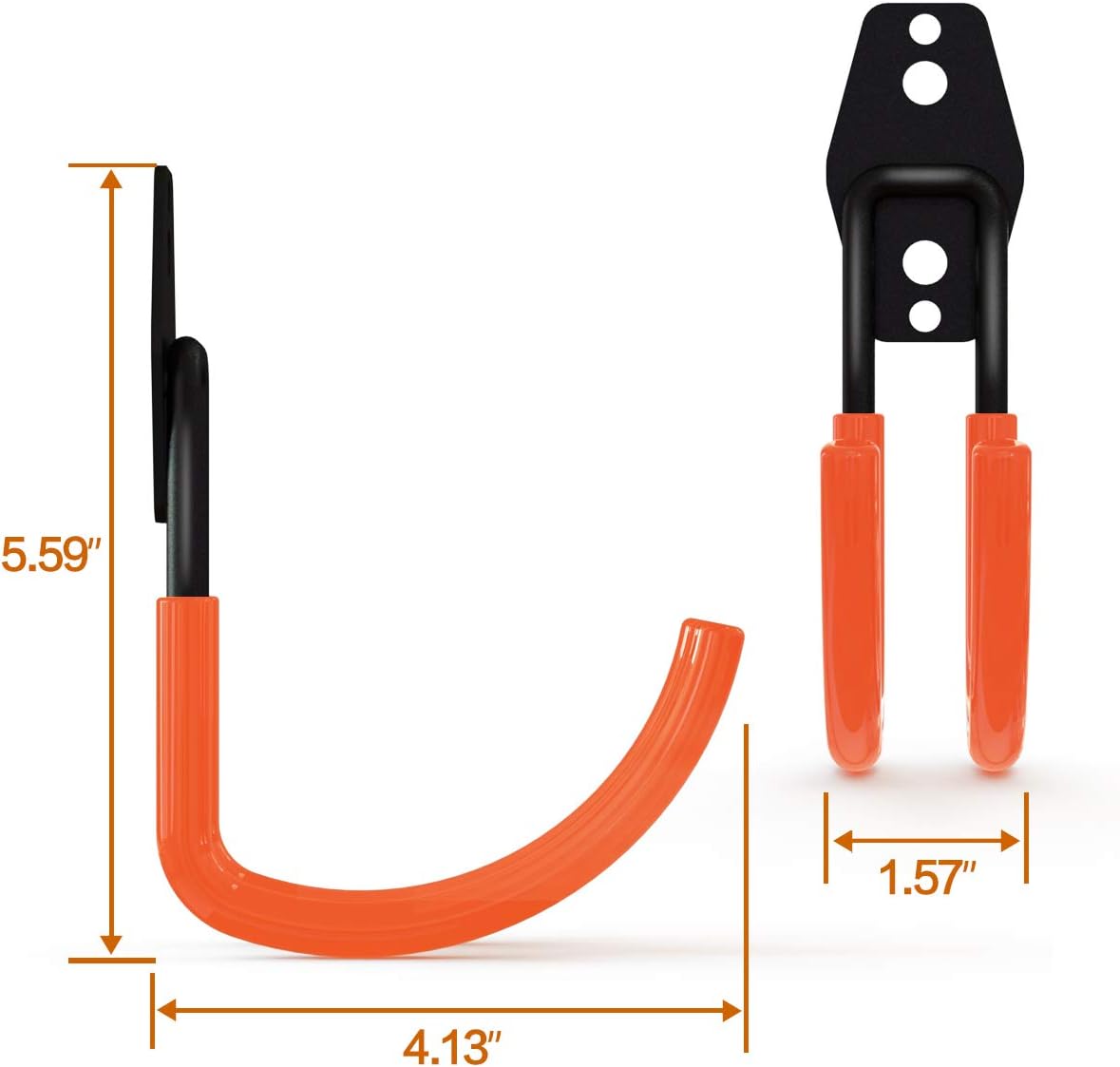 Garage Storage Utility Hooks，Garage Garden Tool Organizer，Steel Wall Mount Hooks, Large Garden U Hooks （2 Pack） (Type-2-Orange)-VerdiqueGarden