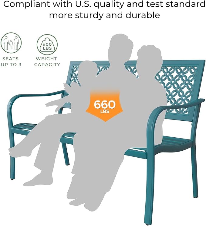 Grand patio 50" Outdoor Bench Garden Bench with Armrests Bench for Outdoors Lawn Yard Porch Lake Shore-VerdiqueGarden