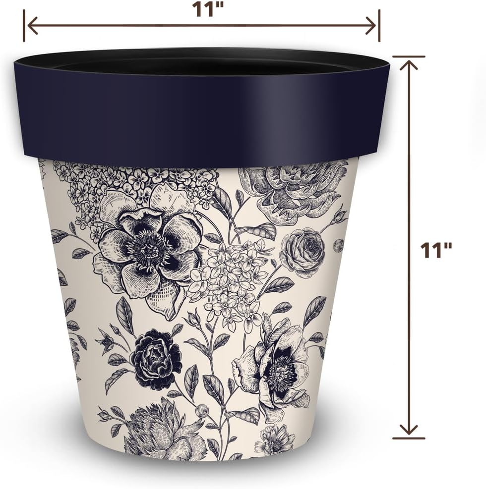 Briarwood Lane Woodcut Floral Medium Planter-VerdiqueGarden