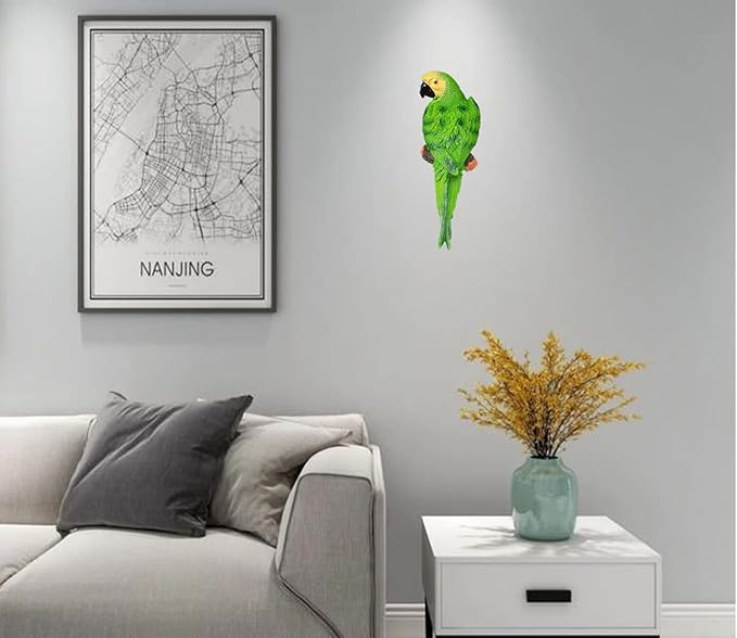 Bright Resin Parrot Statues and Figurines Home Decorations, Realistic Tropical Parrot Sculpture for Wall Decor, Tree, Patio, Garden, Outdoor Pool Statues DIY Bird Ornament(Green)-VerdiqueGarden
