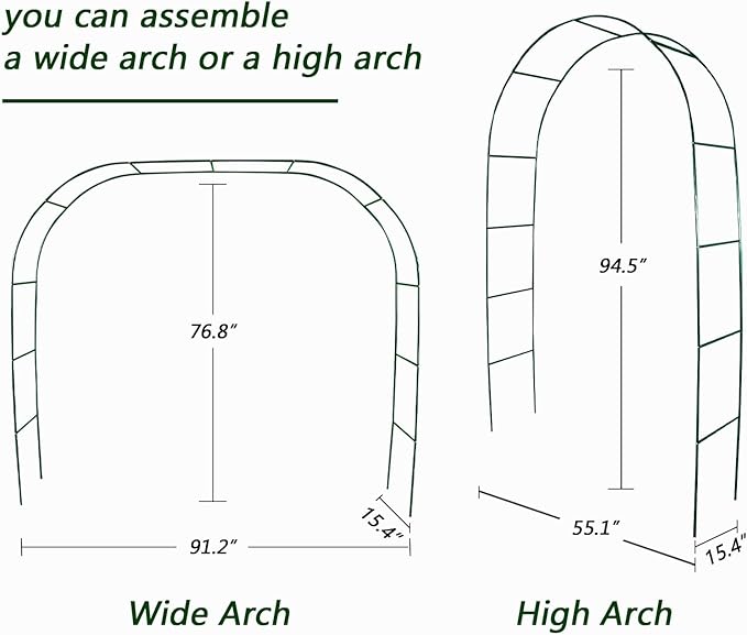 100% Metal Garden Arch Trellis for Climbing Plants Outdoor, Assemble Freely 2 Sizes,Pumpkin Archway Outdoor Garden Arbors and Arches for Wedding Party Decoration-VerdiqueGarden