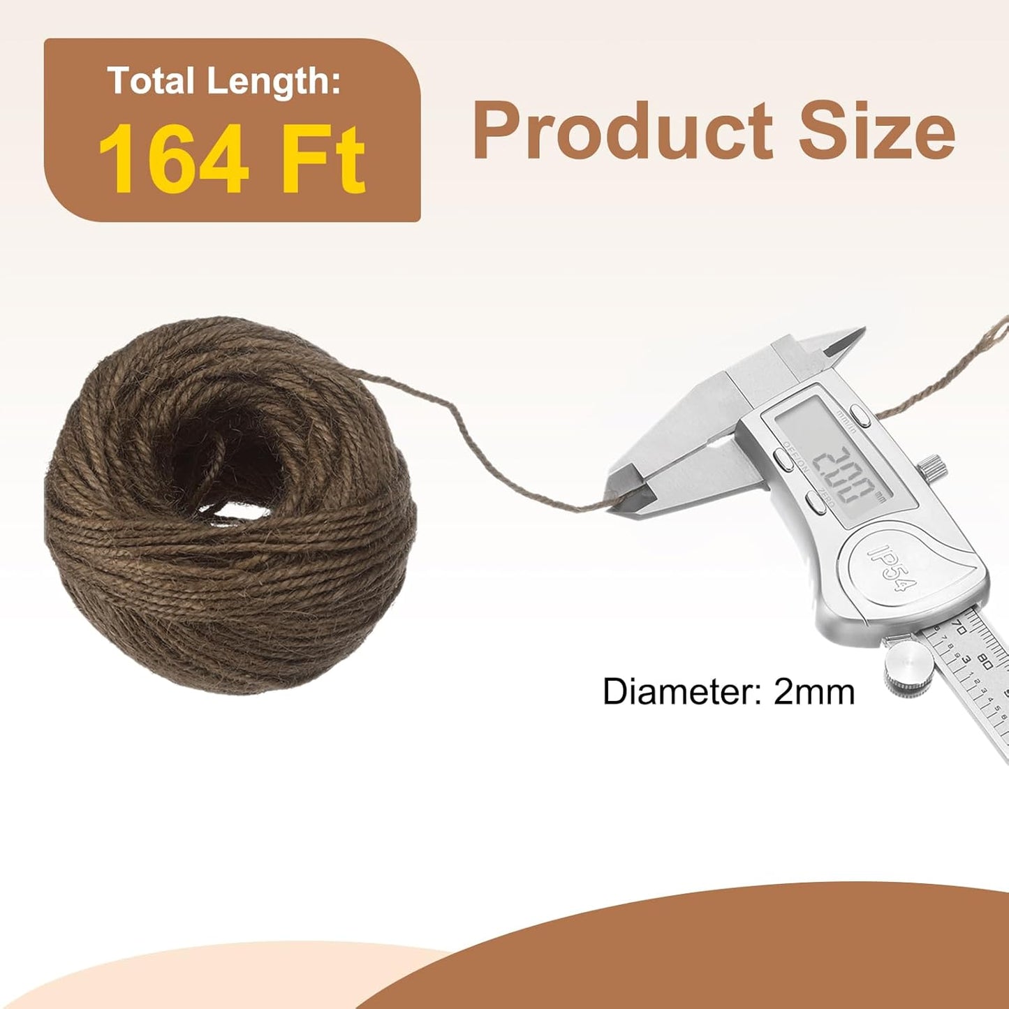 uxcell 164 Feet Natural Jute Twine String,2mm Thin Garden Twine Rope Colored Plant String Cord for DIY Art Crafts Gift Wrapping Decoration Packing Gardening Plant Hanger,Brown-VerdiqueGarden