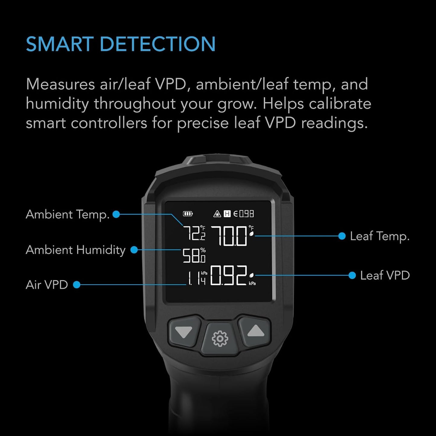AC Infinity VPD Thermometer, Handheld Environmental Monitor, Captures Leaf VPD and Temperature, Calibrates Smart Controllers, Precision Infrared Range for Plants, Grow Tents, Greenhouses, Terrariums-VerdiqueGarden