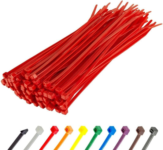 GTSE 8 Inch Red Zip Ties, 100 Pack, 50lb Strength, UV Resistant Strong Nylon Cable Ties, Self-Locking 8" Tie Wraps-VerdiqueGarden