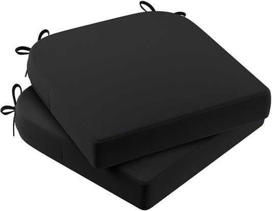 AAAAAcessories Outdoor Seat Cushions for Chairs, Waterproof, Fade-Resistant Patio Furniture Replacement Cushions, 17" x 16" x 2", Set of 2, Black-VerdiqueGarden