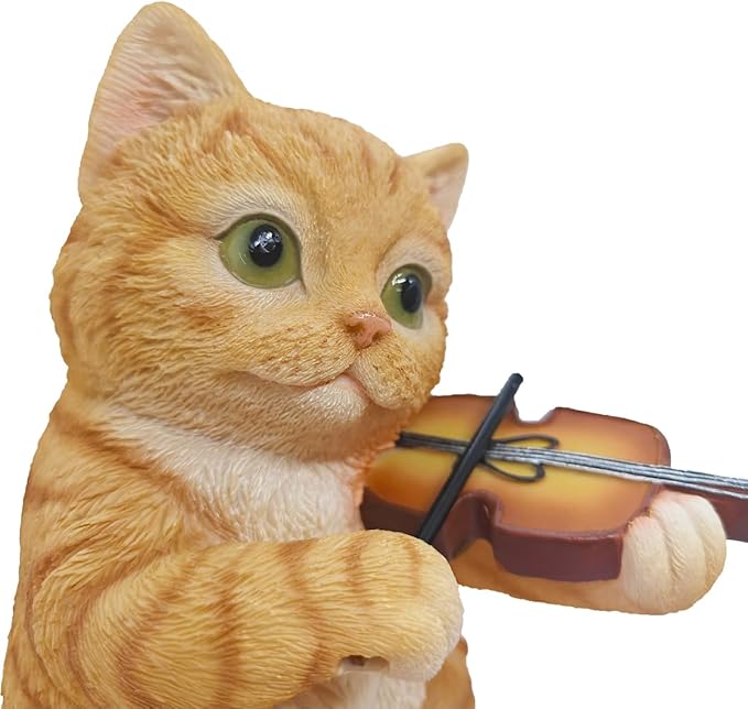 Orange Tabby Cat Garden Statue Decor, Resin Cute Sculptures Gift for Cat Lovers, Pet Memorial Stones for Loss of Pet, Kitty Figurine Art Decoration for Bedroom-VerdiqueGarden