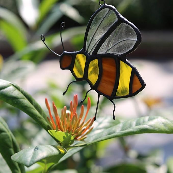 Bee Suncatcher Stained Glass Window Hangings Honey Bee Gifts for Women Gifts for Lover for Mom/Grandma Decorations Gifts/Birthday Gifts for Her-VerdiqueGarden