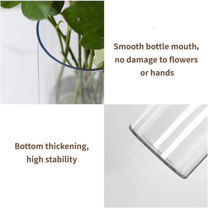 Clear Flower Vase, Non-breakable Vases, 4" W x 16" H, Acrylic Vase, Aesthetic Room Decor Cylindrical Modern Flower Vases for Table Centerpiece, Home Decor, Women Floral Arrangement Gift-VerdiqueGarden