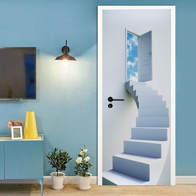 3D Door Stickers Murals - Peel & Stick - Stairs & Wall - Self-Adhesive Decals - Removable PVC Waterproof Door Poster - Bedroom & Living Room Decoration - 35.4" x 78.7"-VerdiqueGarden