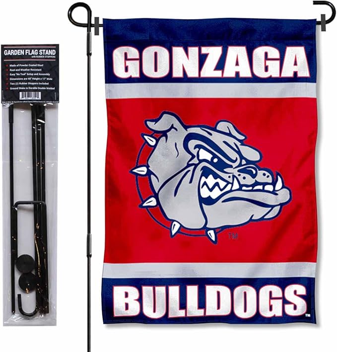College Flags & Banners Co. Gonzaga Bulldogs Garden Flag with Pole Stand Holder-VerdiqueGarden