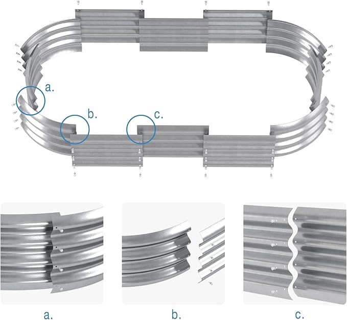 HOXHA Planter Raised Beds, 5X2X1 FT Land Guard Oval Galvanized Steel Planter Box, Metal Raised Garden Bed kit, for Outdoor Growing Fresh Veggies, Flowers, Herbs, and Succulents-VerdiqueGarden