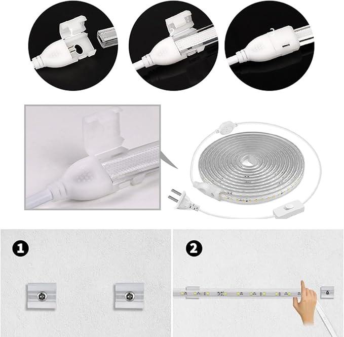 Super Bright Outdoor LED Strip Lights, AC 110V 3500K Flexible LED Rope Lights Waterproof 600 LEDs 16.4ft LED Light Strip for Garden Patio Cabinet Bedroom Indoor Outdoor Decoration (16.4FT,Warm White)-VerdiqueGarden