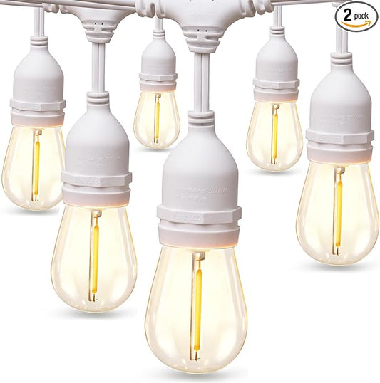 addlon 96FT(48FT*2) LED Outdoor String Lights, Dimmable Edison Vintage Shatterproof Bulbs and Commercial Grade Weatherproof Strand - ETL Listed Heavy-Duty Decorative Cafe, Patio, Market Light White-VerdiqueGarden