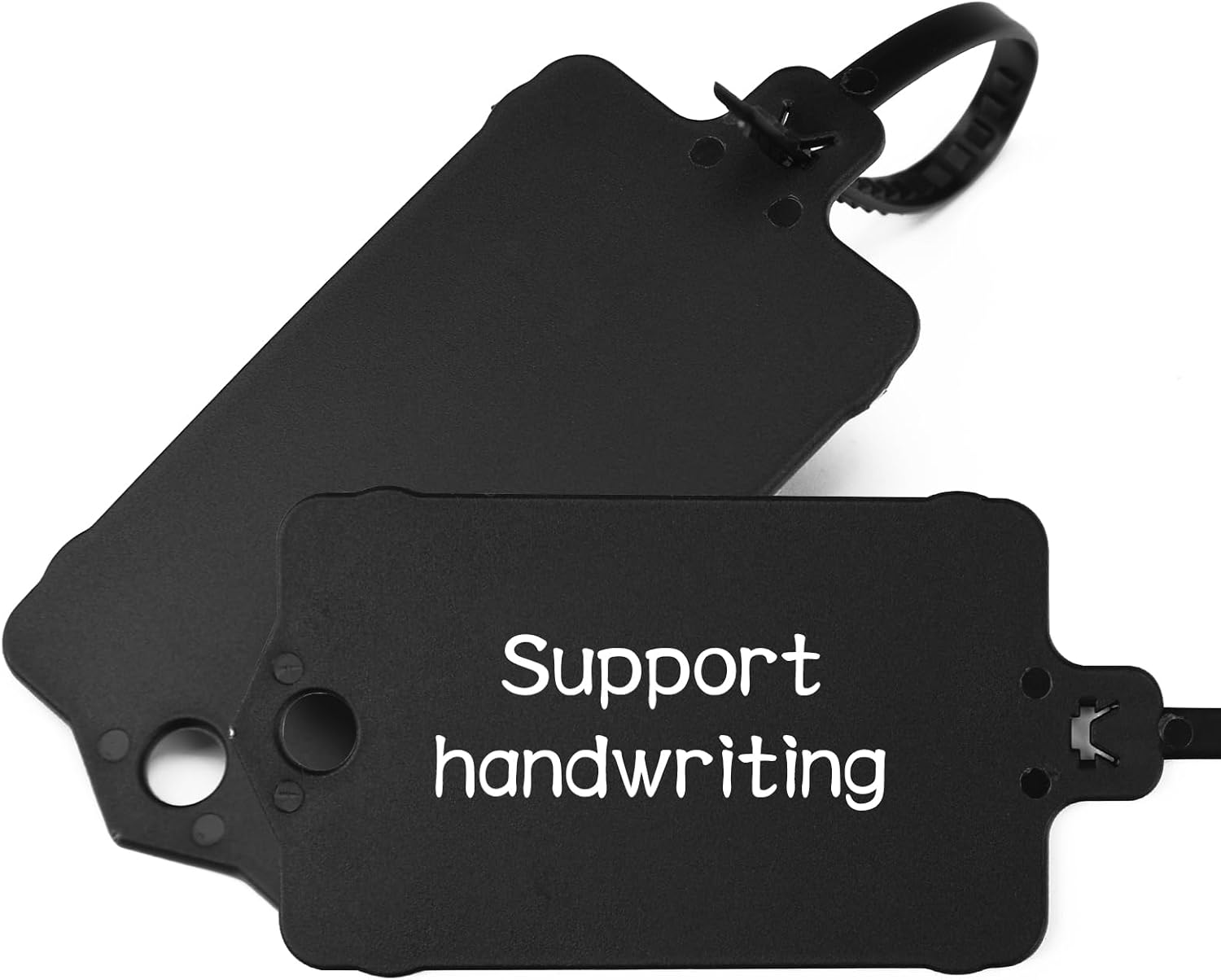 100pcs Blank Plastic Tags for Labeling Reusable Hanging Tags Ties Key Tag Storage Tag Waterproof Plastic Mark Label Writable Hang Sign with One Marker Pen (Black)-VerdiqueGarden