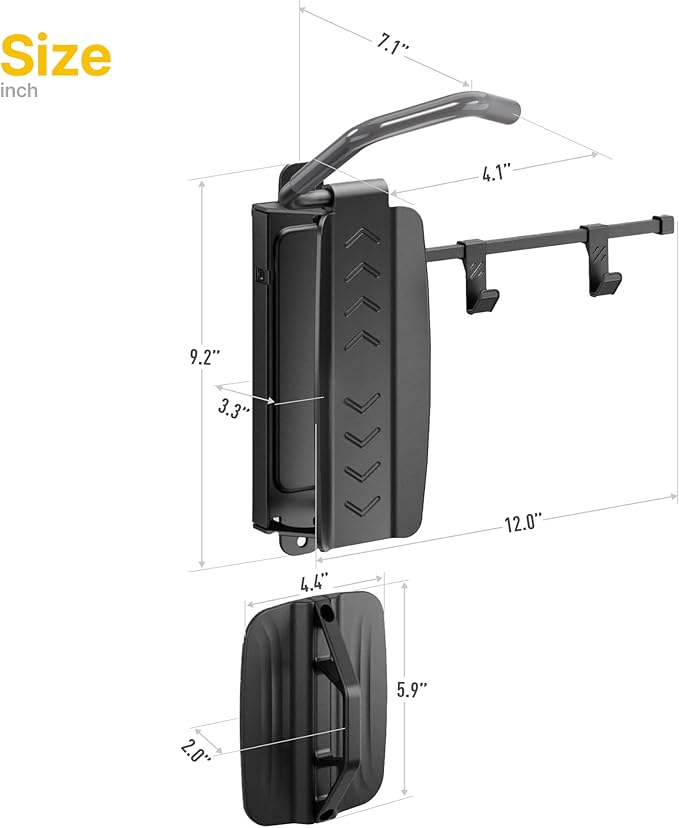 monTEK Swivel Bike Wall Mount, Bike Hangers for Garage, Bike Wall Mount with Two Extra Storage Hooks, Bike Hanger Wall Mount for Space Saving, Bike Rack Garage Holds Up to 77 lbs-VerdiqueGarden