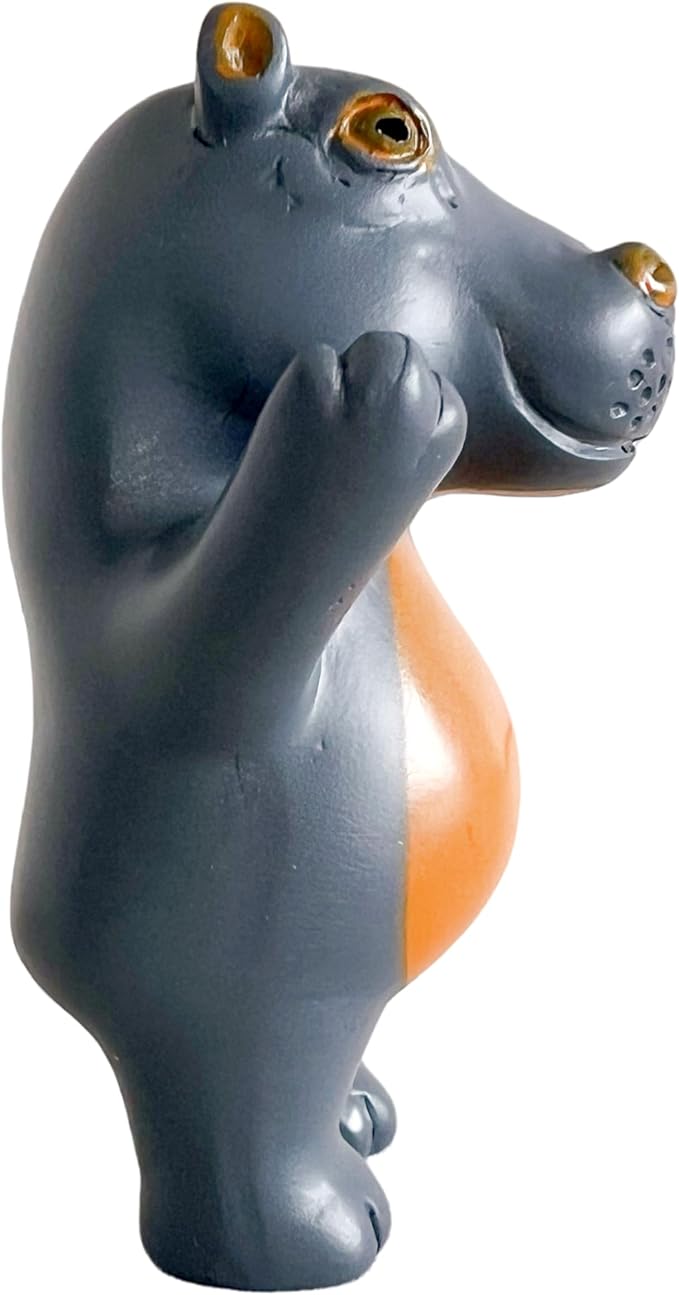 Jxueych Rebellious Hippo Figurine, Miniature Resin Hippo Standing 3.5 Inch, Adorable Mini Hippo - The Cutest Addition to Your Decor!-VerdiqueGarden