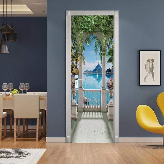 3D Door Stickers Murals - Landscape - Door Wallpaper Self-Adhesive - Removable PVC Waterproof - Matt Finish - 35.4" x 78.7"-VerdiqueGarden