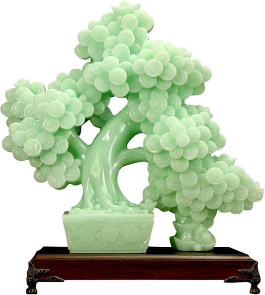 Top Resin Money Tree, Artificial Bonsai Tree, Handcrafted, Premium Quality, Feng Shui Gift for Abundance Luck and Success (Green)-VerdiqueGarden