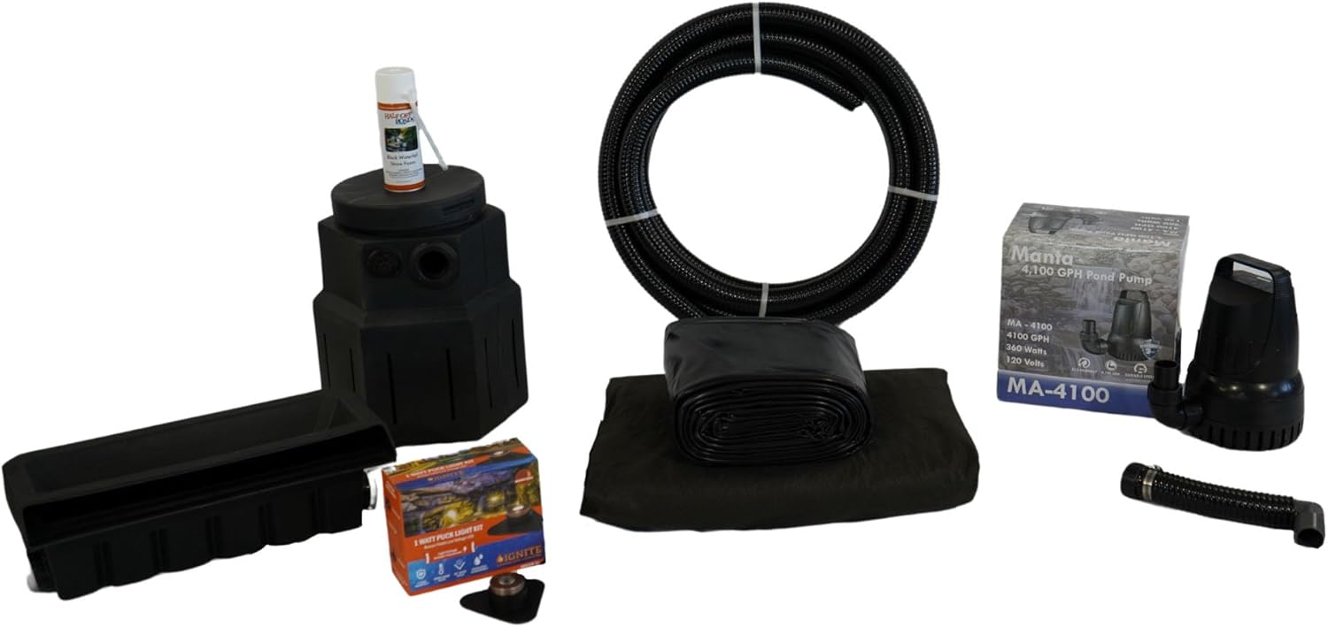 HALF OFF PONDS Pond Free Cascade 4100 Waterfall Kit with 10' x 30' PVC Liner and 4,100 GPH Pump - PVCPMDP2-VerdiqueGarden