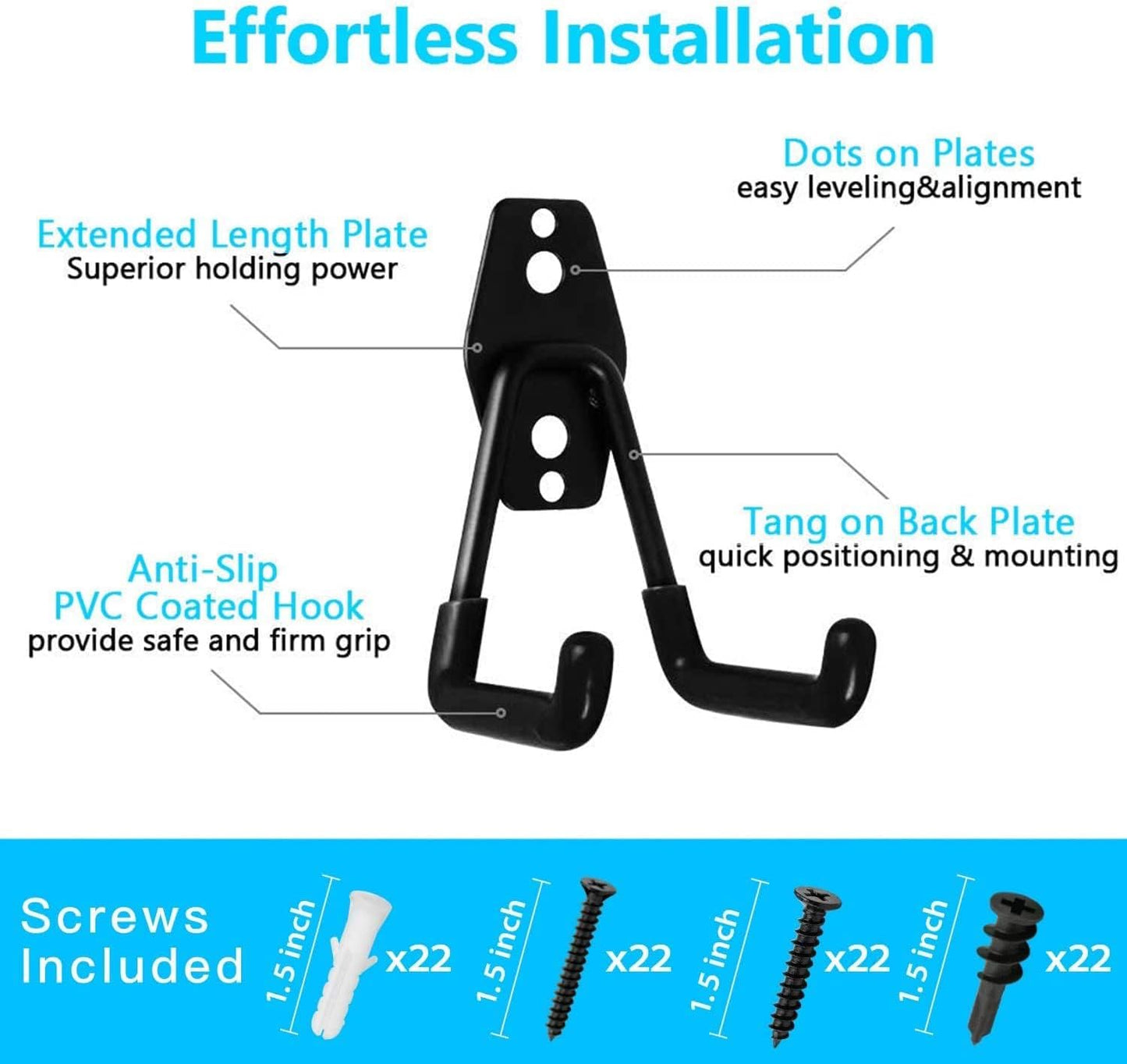 SMARTOLOGY Heavy-Duty Utility Hooks, Wall Hanger, Small 2 Pack, 3 inch Long 2.5 inch Wide, for Garage, Indoor and Outdoor, Ladder Hanger Accessories-VerdiqueGarden