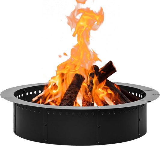 36 inch Fire Ring, Large Round Firepit Insert,Fire Pit Ring for Camping, Wood Burning Fire Pit for Yard,Garden,Outdoor Fireplace, DIY Fire Rings for Outside-VerdiqueGarden