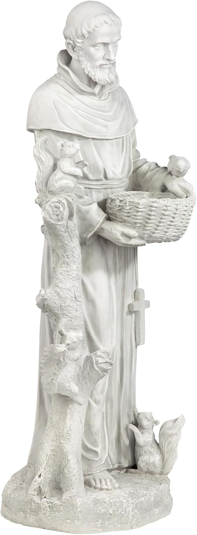 Design Toscano Nature's Nurturer Francis Assisi Religious Garden Decor Statue Bird Bath Feeder, Large, 37 inch, Cast Stone Resin, Antique Stone Finish-VerdiqueGarden