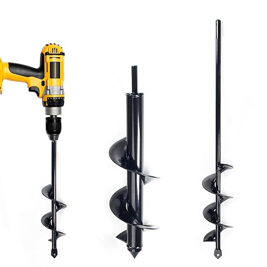 Utoolmart Auger Drill Bit for Planting Set of 3, (1.6x8.7, 1.8x14, 3.1x12) Easy Planter Garden Auger - Bulb & Bedding Plant Augers - Posthole Digger for 3/8” Hex Drive Drill-VerdiqueGarden