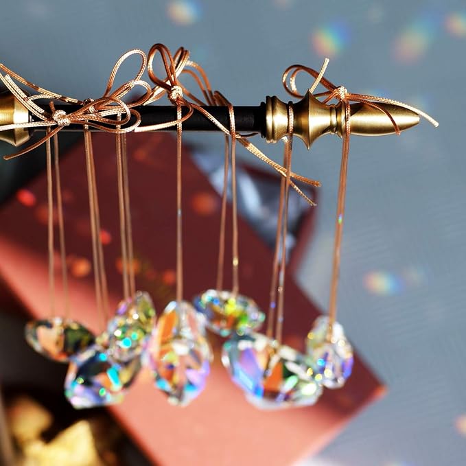 Crystal Heart Prisms Suncatcher Pendant AB Color for Windows, Garden Hanging Decor, Rainbow Maker Crystal Ornament 30/45mm Set of 7-VerdiqueGarden