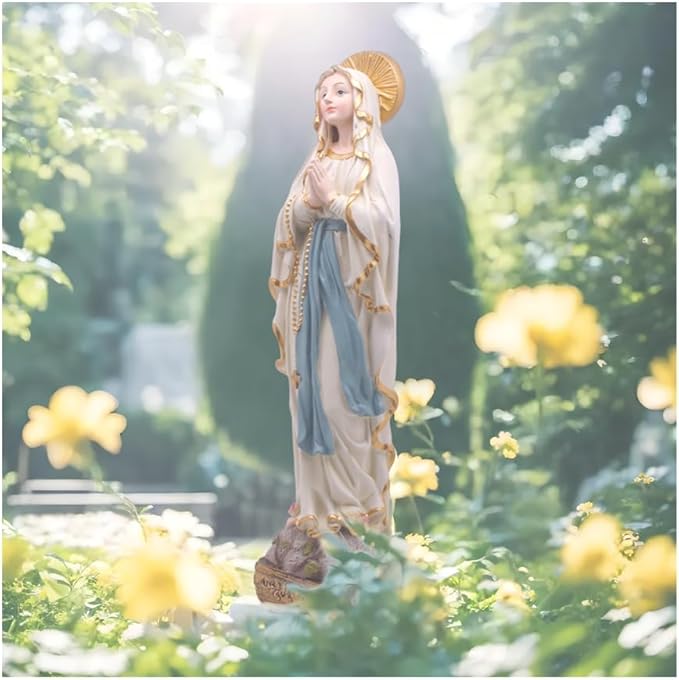 MeritMode 15" H Virgin Mary Praying Statue - Lourdes Catholic Collectible Figurine, Blessed Mother Figurine, Ideal Religious Gift for Home Décor & Outdoor Garden Decorations-VerdiqueGarden