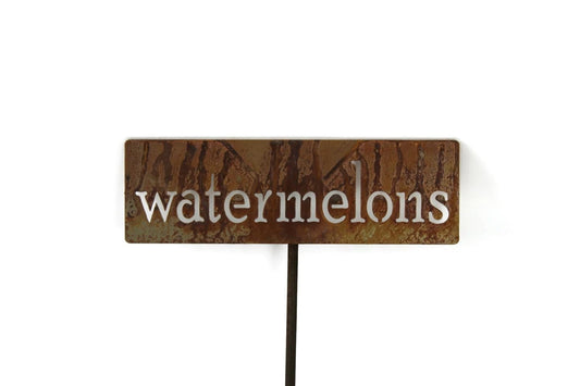 Classic Metal Garden Markers 19 Inches Tall (watermelons, Naturally Rusted)-VerdiqueGarden