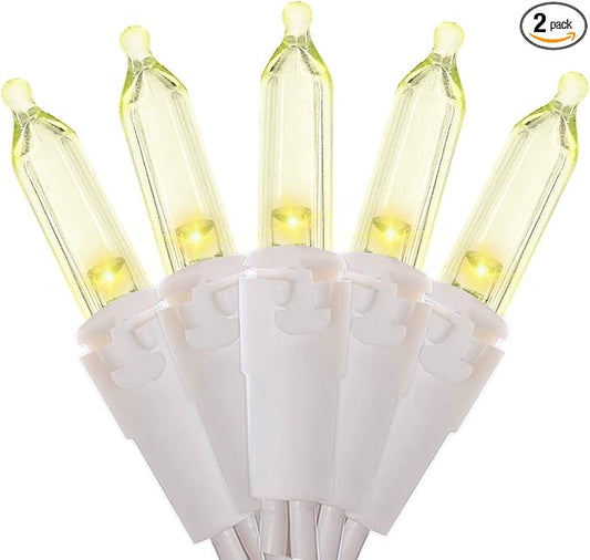 White LED Christmas Lights - 2 Pack 100 Count Warm White Christmas String Lights for Tree, Party, Wedding, Holiday, Indoor and Outdoor Decor, 2 Sets 33 Feet White Wire, UL Certified, Connectable-VerdiqueGarden