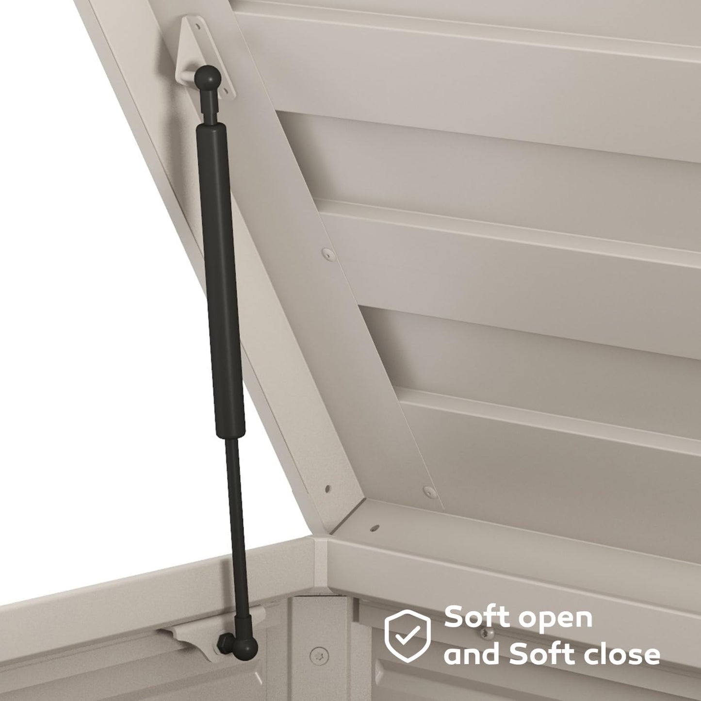 134 Gallon Outdoor Storage Box Waterproof with Wheels, Metal Deck Box for Patio Furniture, Garden Tools, Outdoor Cushion, Latte-VerdiqueGarden