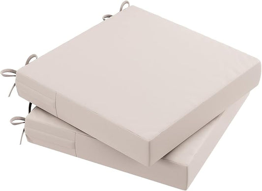 AAAAAcessories Outdoor Seat Cushions for Chairs, Waterproof, Fade-Resistant Patio Furniture Replacement Cushions, 18" x 18" x 2", Set of 2, Khaki Beige-VerdiqueGarden