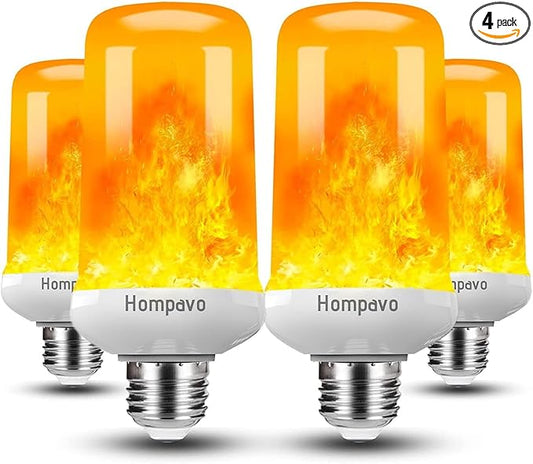 Hompavo 【Upgraded】 LED Flame Light Bulbs, 4 Modes Flickering Light Bulbs with Upside Down Effect, E26/E27 Base Flame Bulb for Halloween, Christmas,Indoor and Outdoor Decoration (White-4 Pack)-VerdiqueGarden