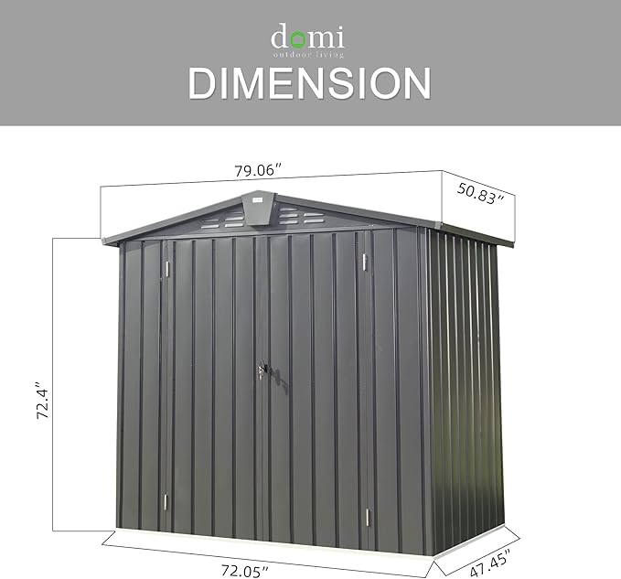 Domi 10’ x 8’ Outdoor Storage Shed, Metal Sheds Tool Storage Gable Roof with Lockable Door & Air Vents, Outdoor Galvanized Steel Sheds for Backyard,Garden,Patio,Lawn-VerdiqueGarden