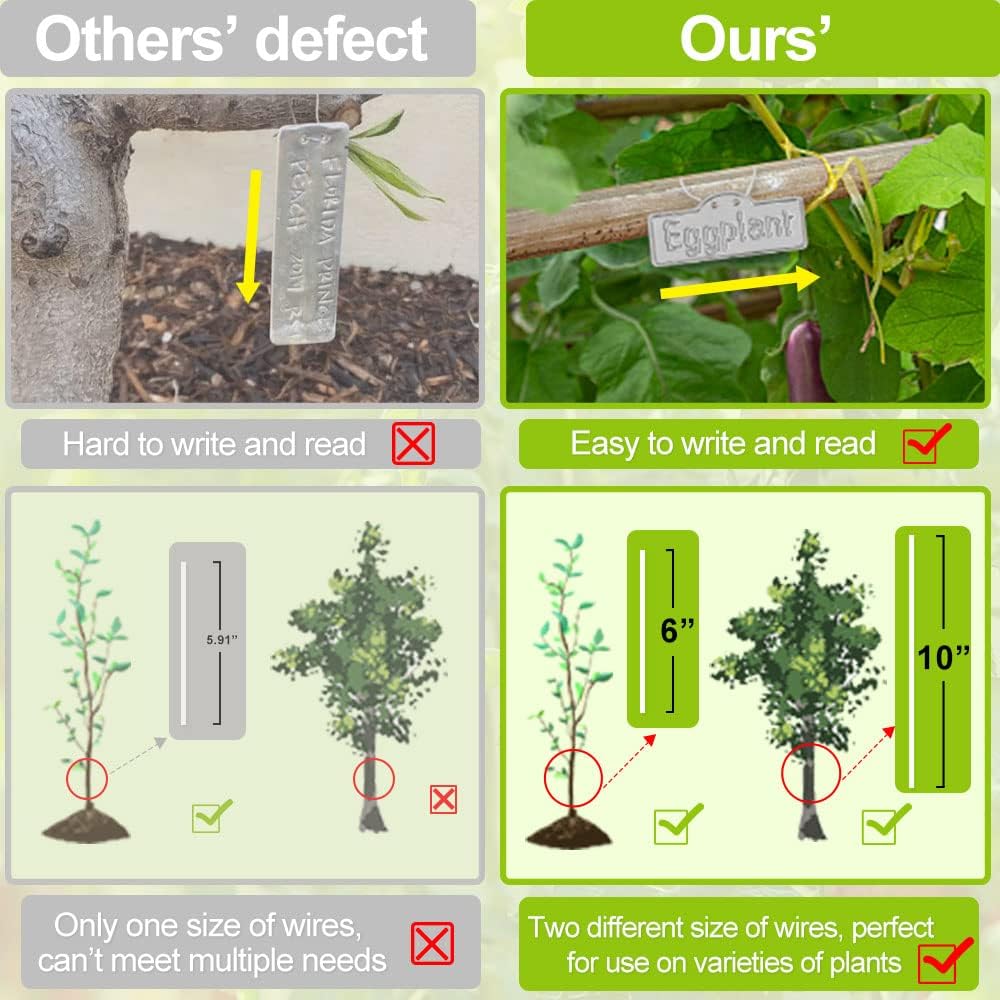 Metal Plant Labels, Aluminum Plant Tags, Tree Markers for Outdoor Garden, Waterproof (3-1/2", 100 Pcs, Two Wire Sizes)-VerdiqueGarden