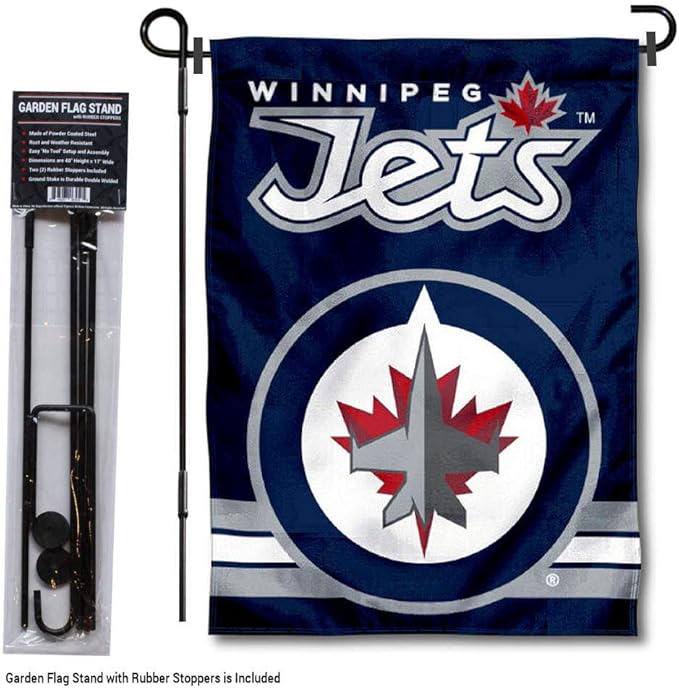 Winnipeg Jets Garden Flag with Pole Stand Holder-VerdiqueGarden