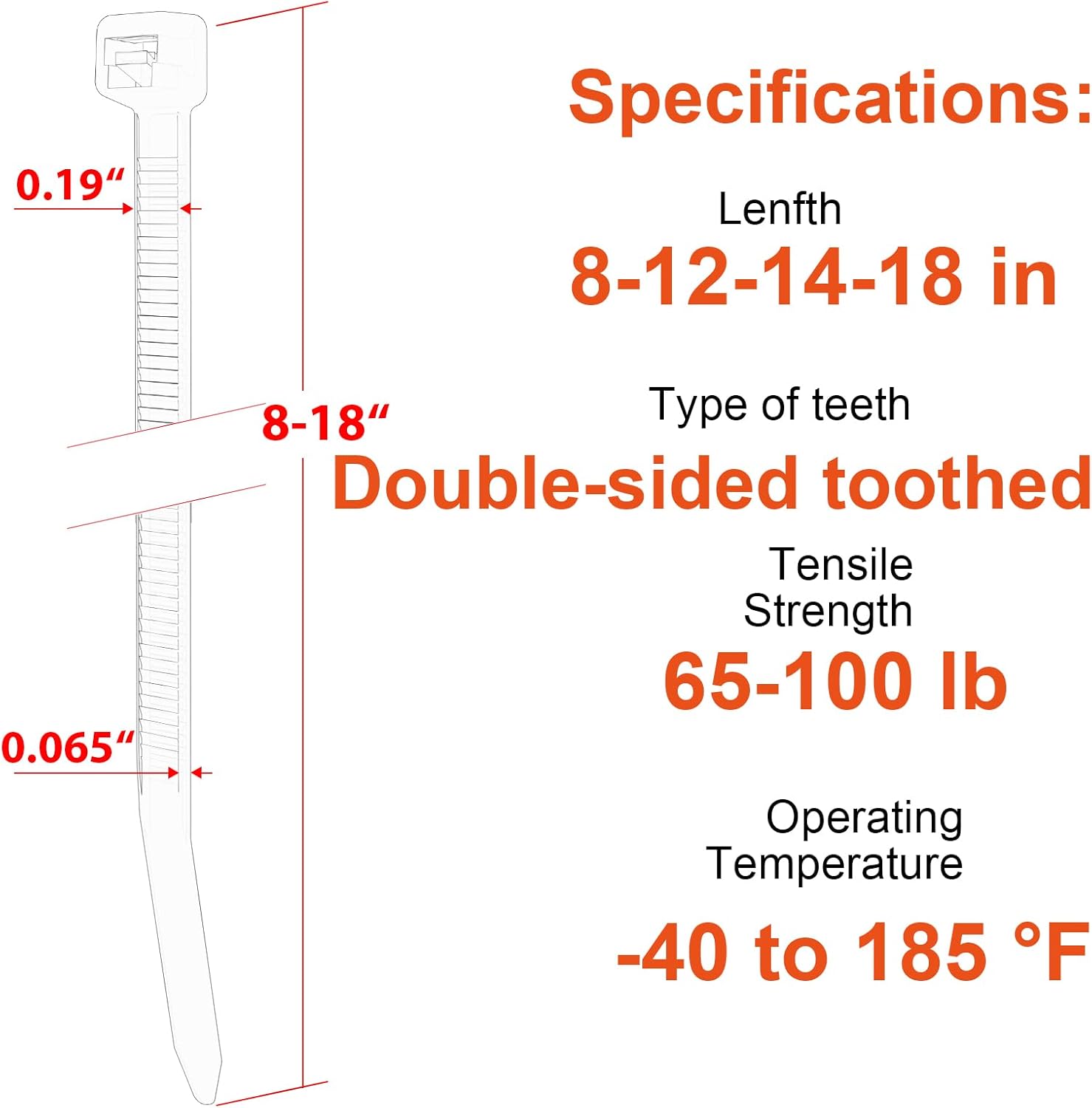 Zip Ties Assorted Size,8+12+14+18 Inch Double Sided Toothed,100 LBS Tensile Strength Heavy Duty Cable Wire Ties With Self-Locking Adjustable More Durable Nylon Tie Wraps for Indoor Outdoor（400 Pack）-VerdiqueGarden