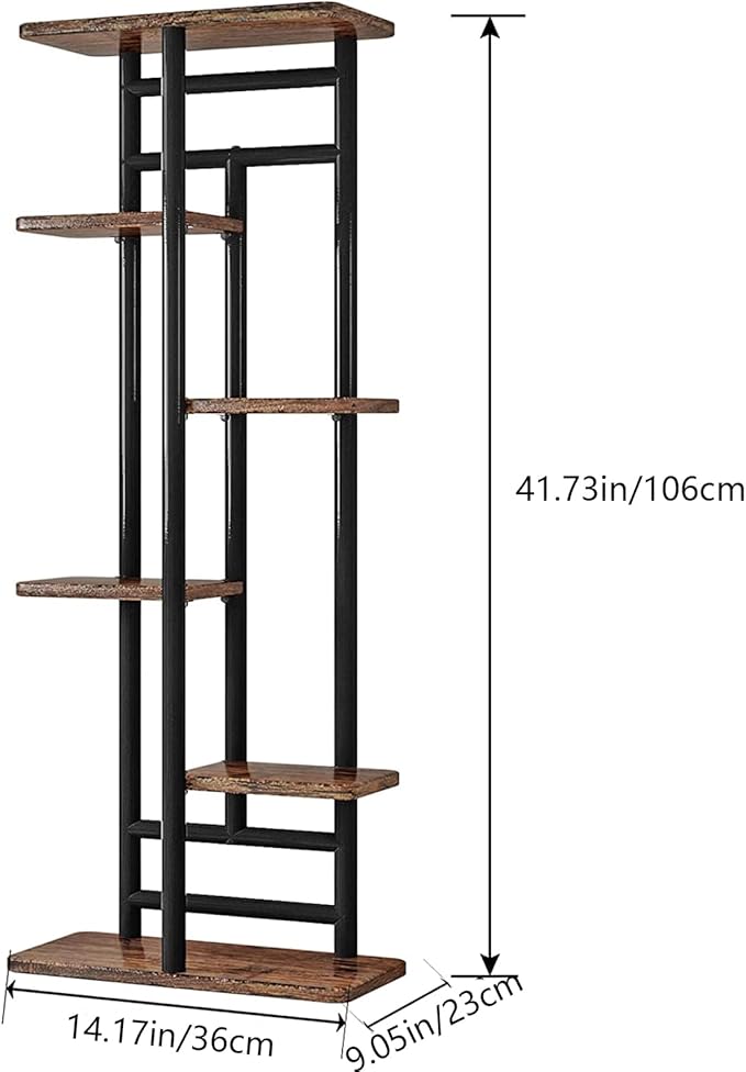 LINZINAR Plant Stand 6 Tier 7 Plant Multiple Flower Rack Holder Shelves Rack Storage Organizer Display Indoor Planter for Balcony Bedroom Patio Garden Living Room, Black-VerdiqueGarden