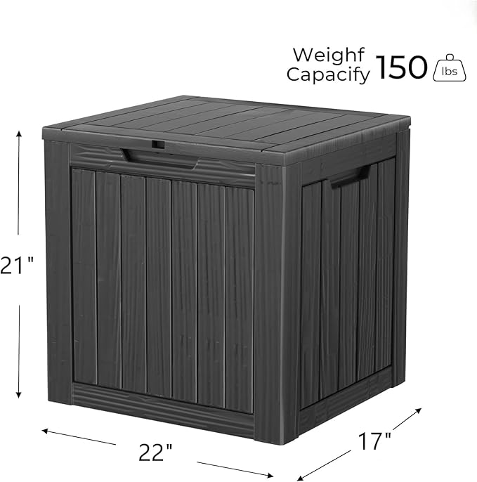 35 Gallon Outdoor Storage Box Waterproof Lockable Resin Deck Box Large, Patio Storage Bin for Pool Accessories Cushion Furniture, Garden Tools, UV-Resistant Outside Delivery Black-VerdiqueGarden