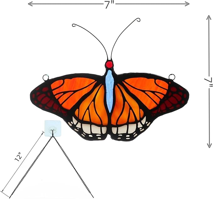 Stained Glass Window Hangings Butterfly Tiffany Style Butterfly Suncatcher for Window Hanging Suncatchers Handcrafted Ornament (Yellow)-VerdiqueGarden