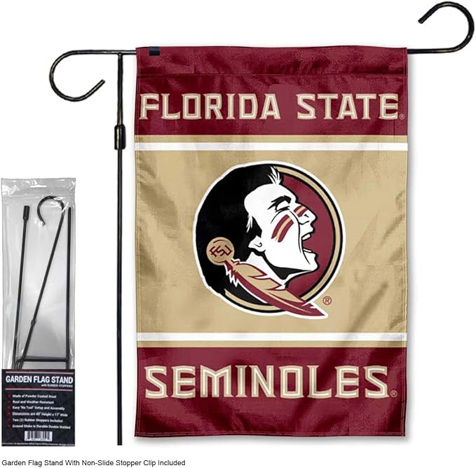 Florida State Seminoles Garden Banner Flag with Flag Pole Stand Set-VerdiqueGarden